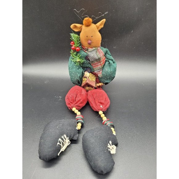 Reindeer Shelf Sitter w/ bead & button dangle legs - Super Cute! - Picture 1 of 5